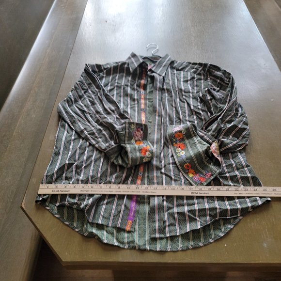 RARE Robert Graham Button Down Floral Embroidery Long Sleeve Dress Shirt 2XL XXL - Picture 7 of 16
